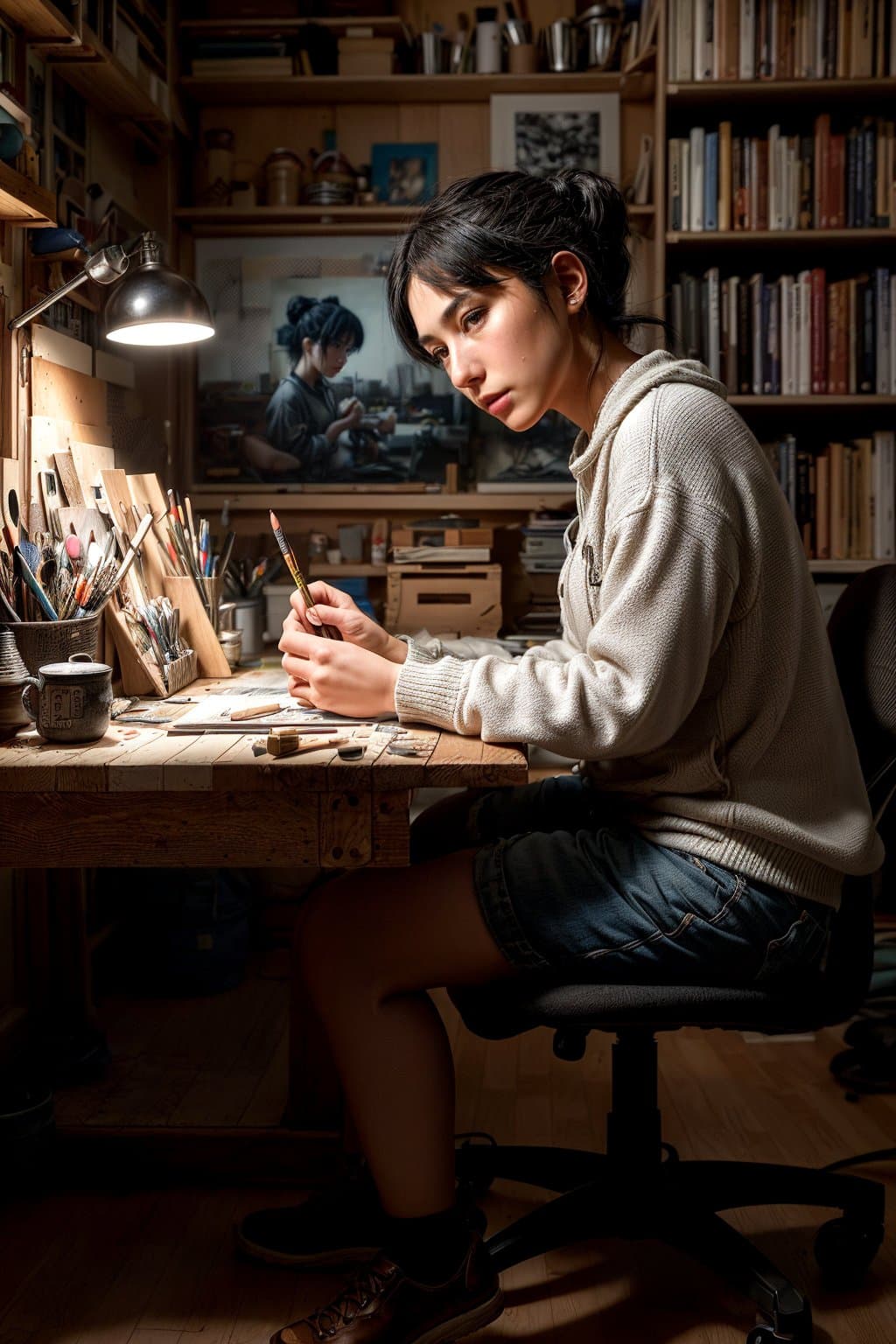 AI generated: Highly detailed portrait of a manga illustrator, drawn in their signature style, in 4k resolution. T...