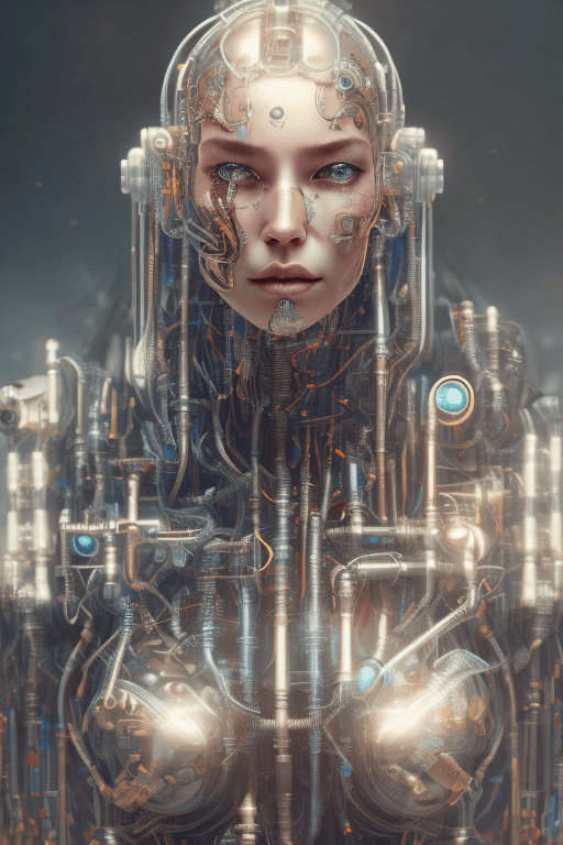 AI generated: full body cyborg| full-length portrait| detailed face| symmetric| steampunk| cyberpunk| cyborg| intr...