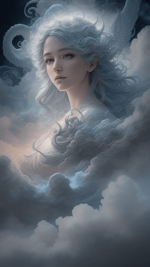 AI generated: (closeup (HDR) A celestial drama unfolded in the ethereal heavens as thick clouds formed an awe-insp...