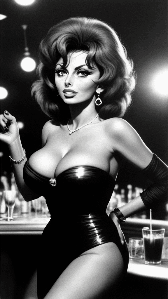 AI generated: Sophia Loren at disco pub