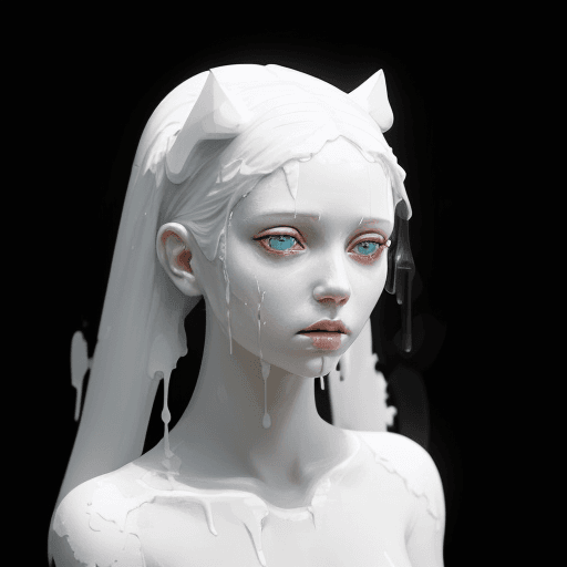 AI generated: dripping white paint across the shape of a female human, realistic , high detail, on a black backgro...