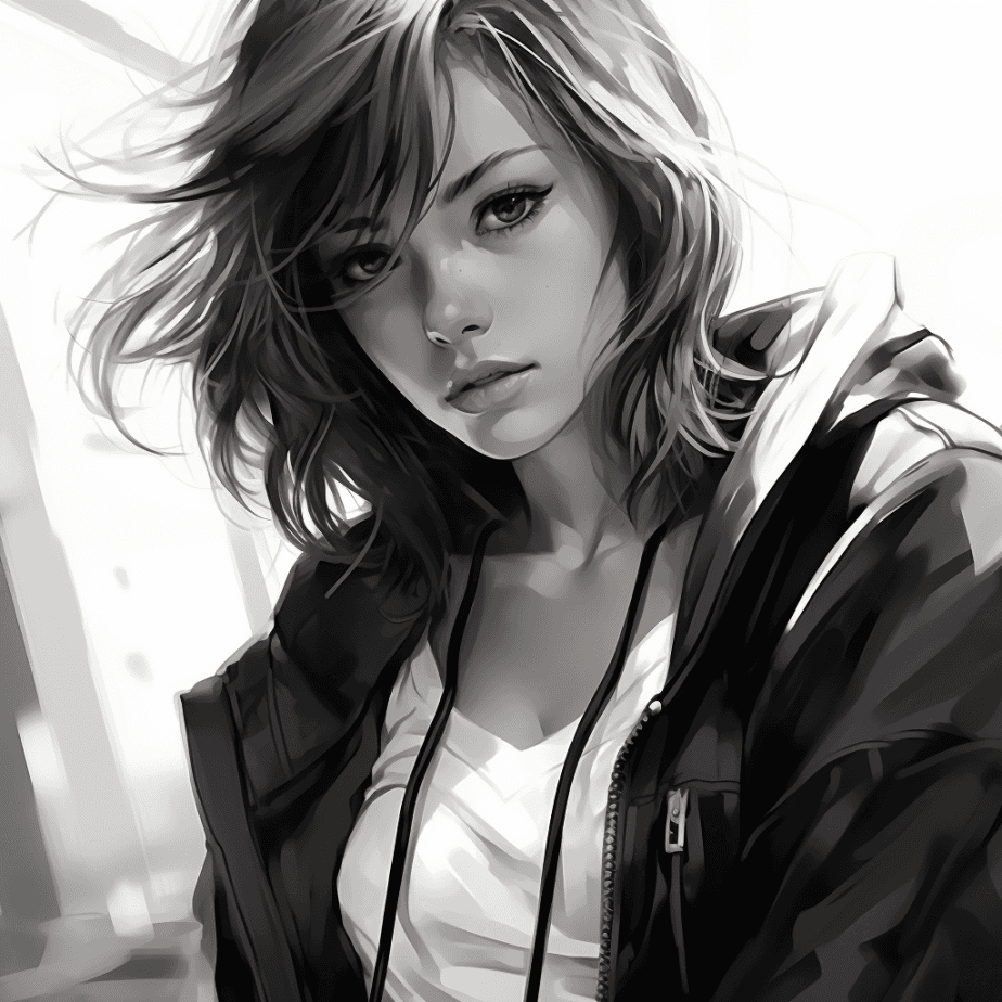 AI generated: masterpiece, high quality, <lora:AComics:1> AComics, BBG, 1girl, black and white background