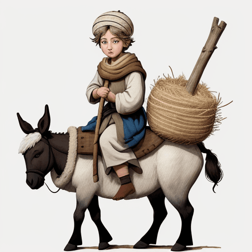 AI generated: style character Little shepherd is a boy, papakha on his head, without a scarf, Caucasian face, nose...
