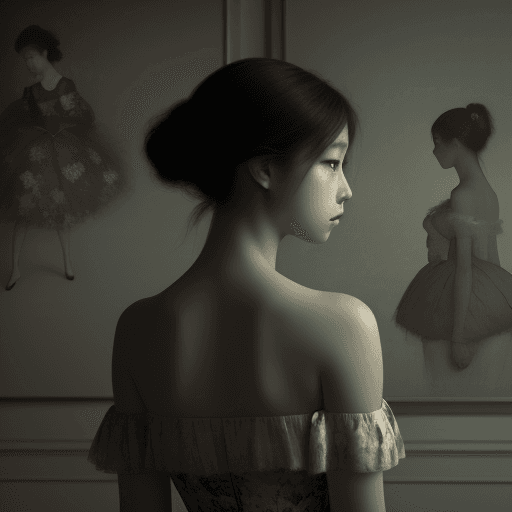 AI generated: A stunning conceptual artwork by e.Degas that captivates the viewer with its silhouetted korean wome...