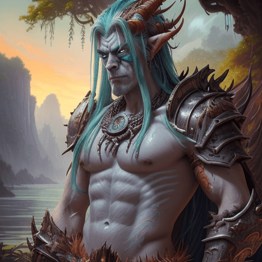 AI generated: In a breathtakingly detailed oil painting, Vol'jin of  World of Warcraft .Vol'jin adorned in intrica...
