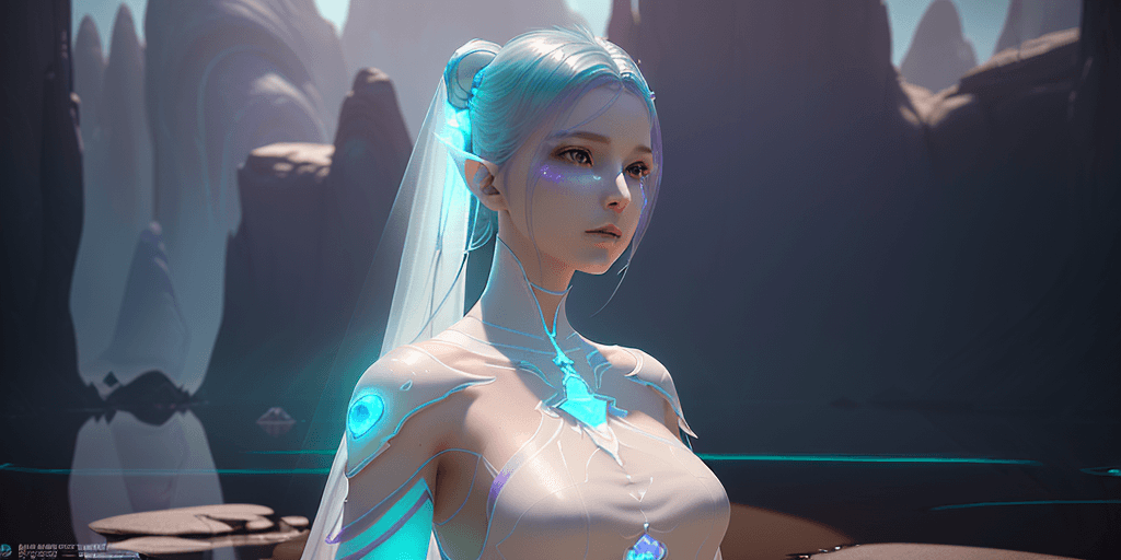 AI generated: ethereal and clean female character Unreal Engine 5, pristine face glass-like face skin quality, rad...