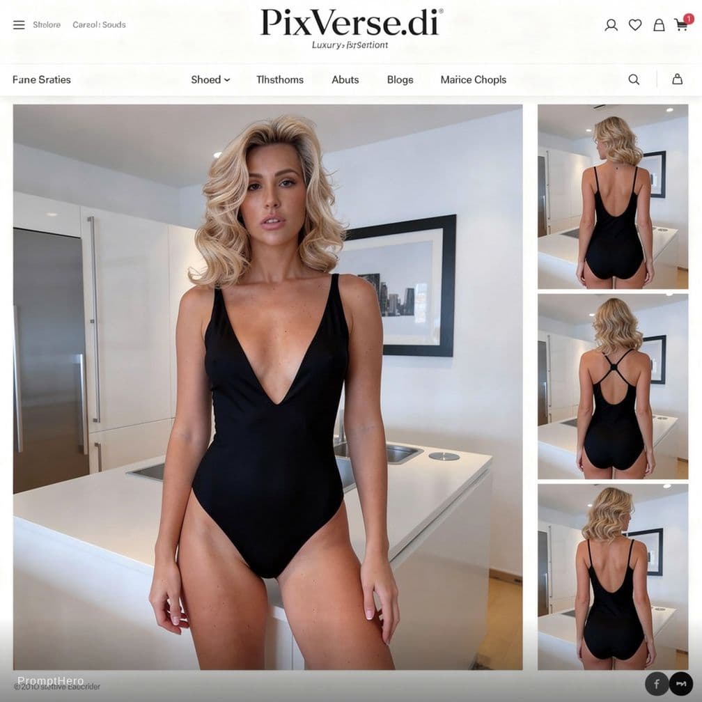 AI generated: professional photo shoot for luxury fashion brand. wears a modern swimsuit brazilian style. model is...