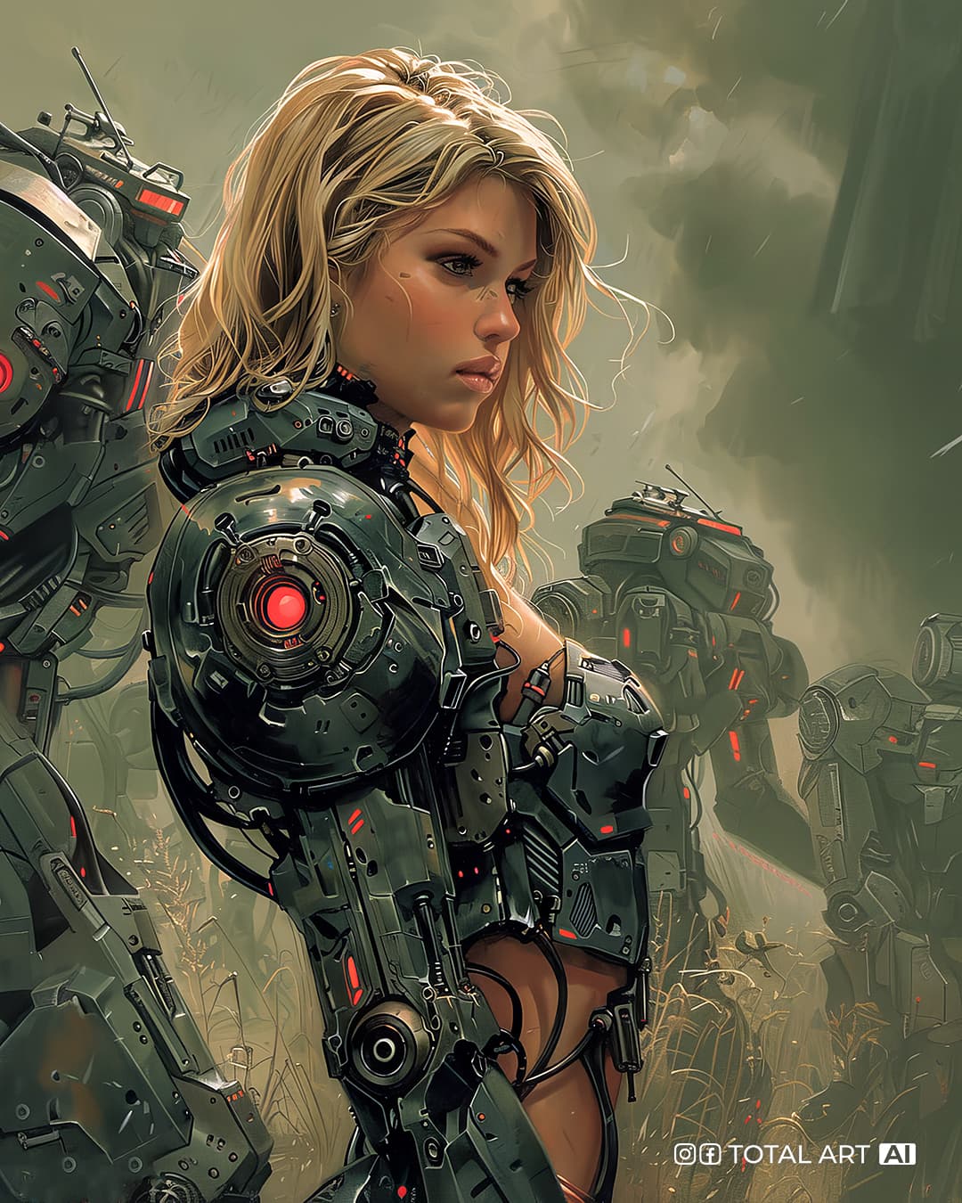 AI generated: Comic book cover illustration by Travis Charest style of 85 mm full body view, side view of young be...