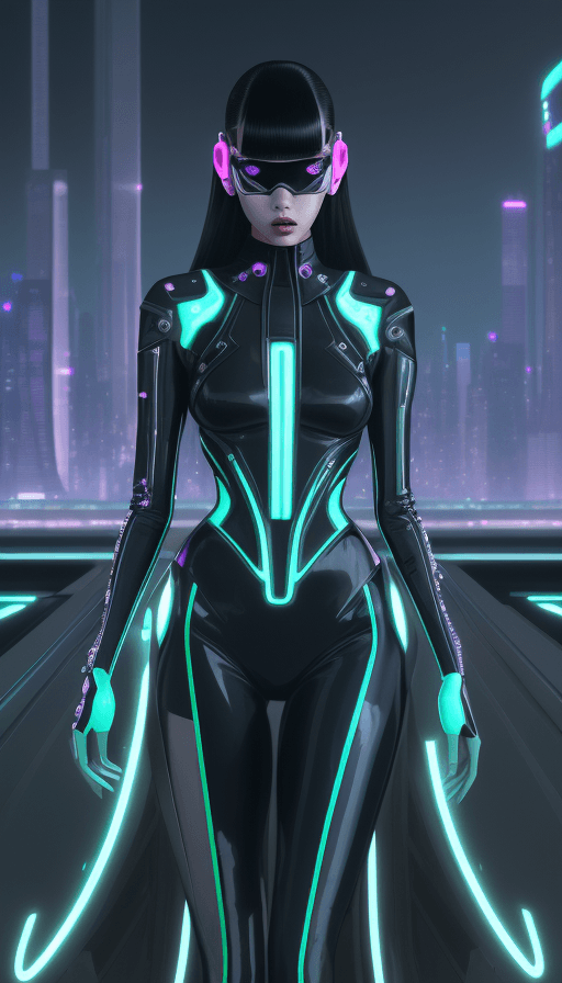 AI generated: A captivating image of futuristic fashion, featuring models in sleek, high-tech outfits made from in...