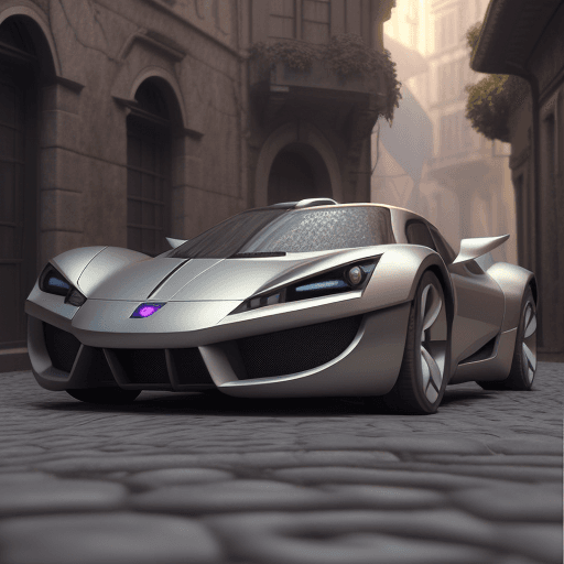 AI generated: a futuristic car is parked on a cobblestone road, a digital rendering by Grillo Demo, cg society con...