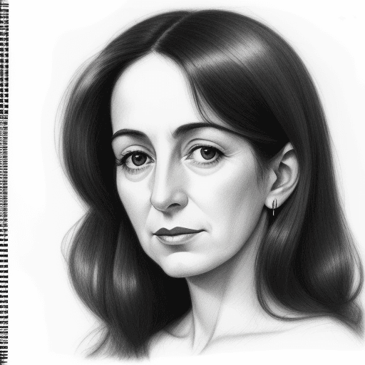 AI generated: Portrait of Spanish Writer Ana María Matute, sketch, pencil, simple classic lines