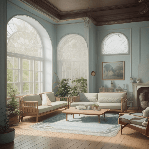 AI generated: High resolution photography interior design, dreamy sunken living room conversation pit, wooden floo...