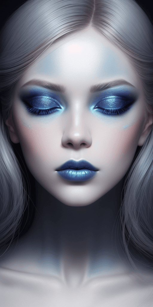 AI generated: a close up of a woman with a blue eye shadow on her face, official dior editorial, trending on pintr...