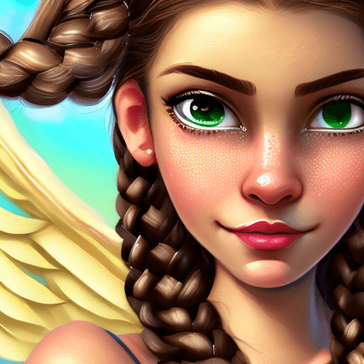 AI generated: A cute girl with light brown braided hair, talking a selfie (close up) ((waist up)), wearing a summe...