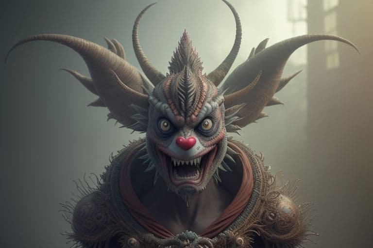 AI generated: Jared Padelecki , zombie , uhd photorealisitc authentic psychotic angry madman wearing ornate clown ...