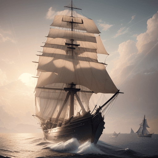 AI generated: Photo of a ultra realistic sailing ship, dramatic light, pale sunrise, cinematic lighting, battered,...
