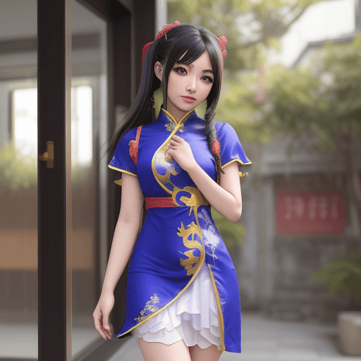 AI generated: Asian Girl cosplay vestido corto