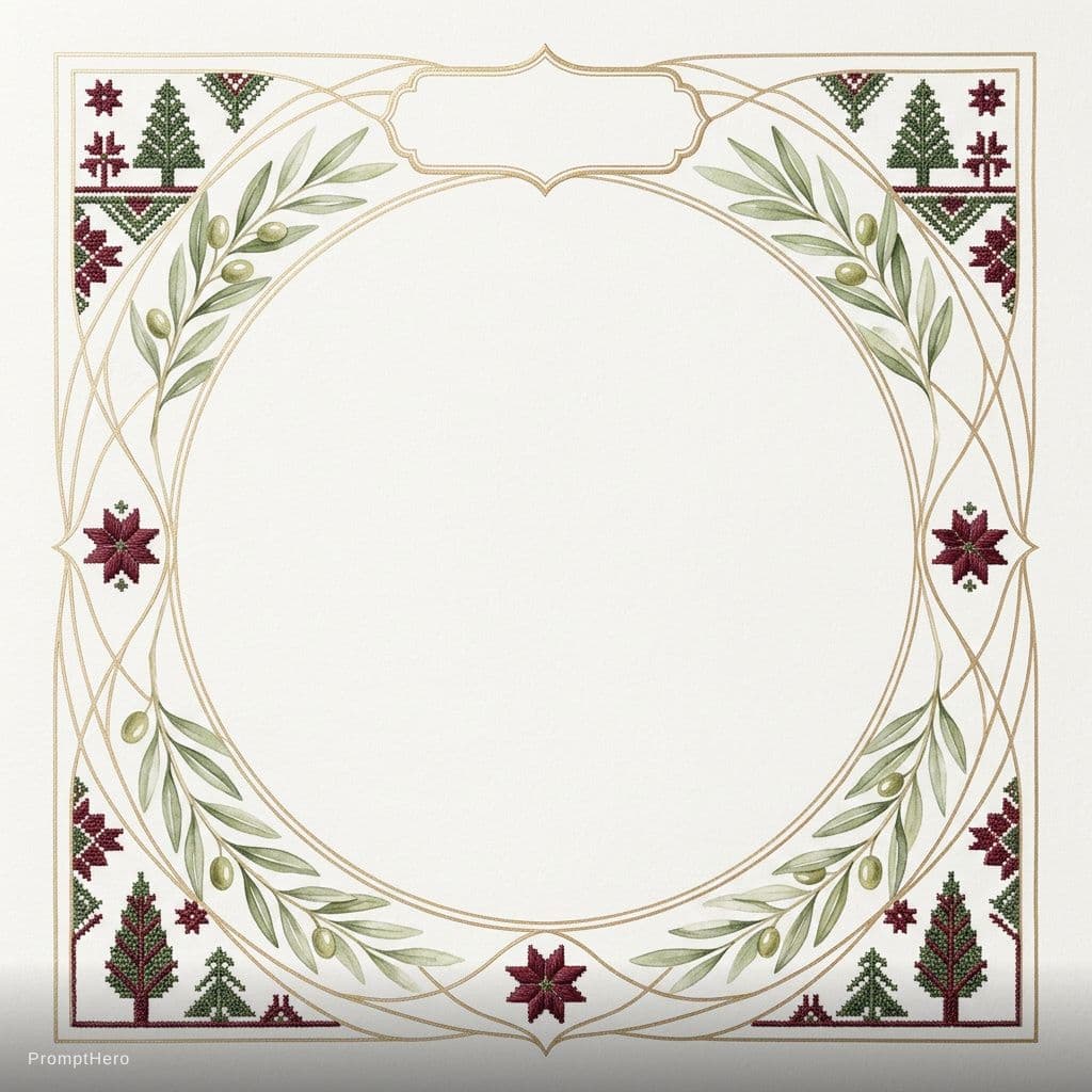 AI generated: A luxurious and minimalist artistic border with a deep Palestinian and Arabic identity, inspired by ...