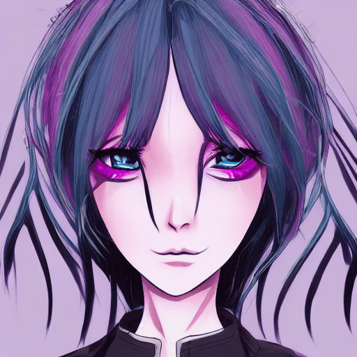 AI generated: a close up of a person with a pink hair and a purple jacket, demon anime girl, anime monster girl, d...