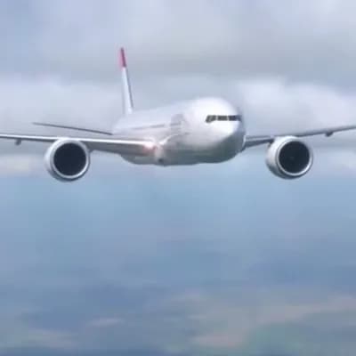 AI generated video: A video of a plane flying very close but not moving forward.
