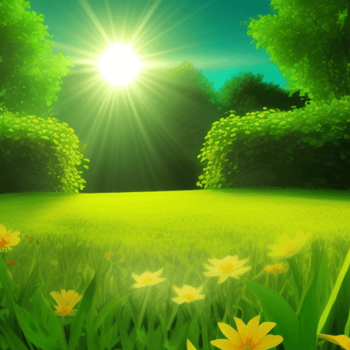 AI generated: Flower lawn sun bright light greenery