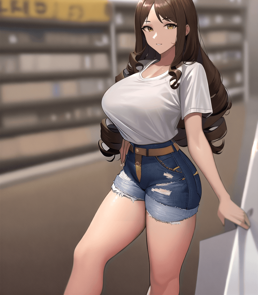 AI generated: (perfect anime illustration), 1girl, curly hair, long hair, twin drills, brown hair, (huge breasts:1...