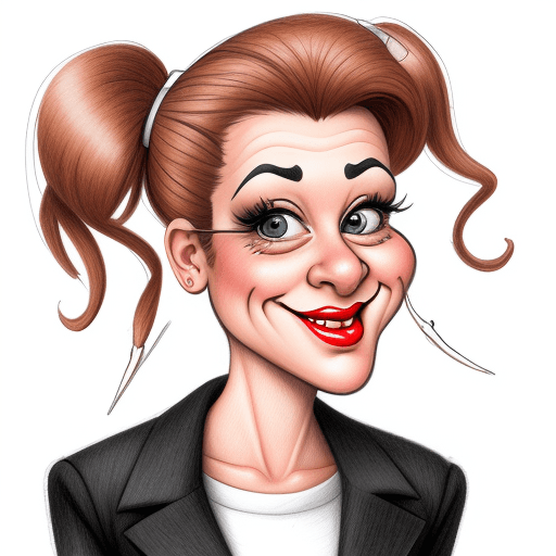 AI generated: Caricatures pencil drawing, cute woman, mid-20's, color pencils, in the style of street caricature a...