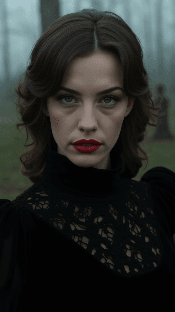 AI generated: This is a hyper-realistic photo of Liv Tyler with a striking, intense expression. She has fair skin ...