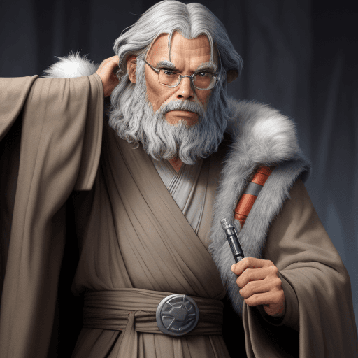 AI generated: Old Grey Jedi Wookie