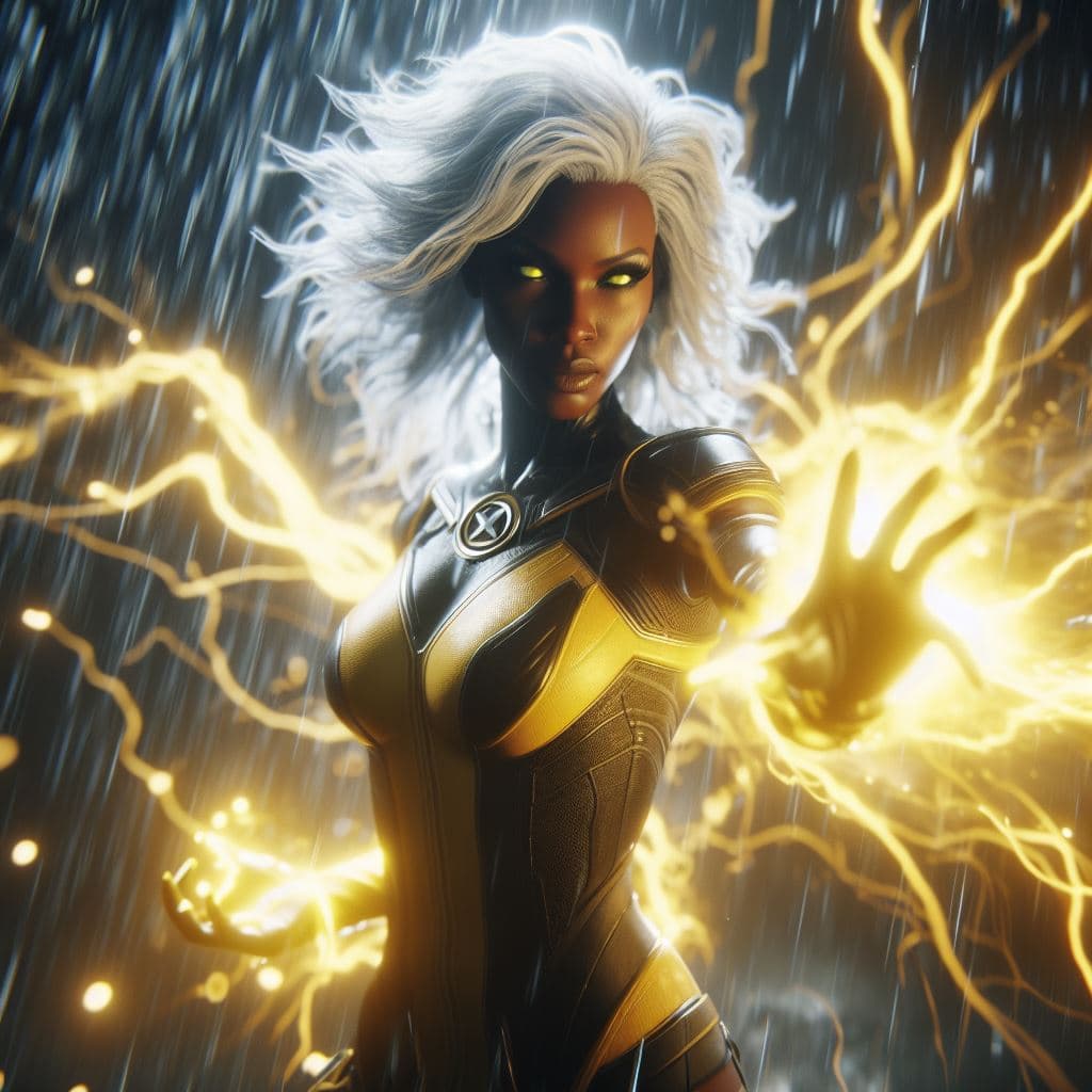 AI generated: Leverage Octane Render in Unreal Engine 5 for an 8, Marvels X-Men Ororo Munroe X-men named Storm, fe...