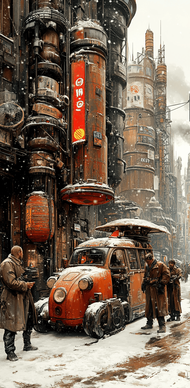 AI generated: Cyberpunk city in the style of Vincent Di Fate, sci-fi illustration with a detailed and intricate de...