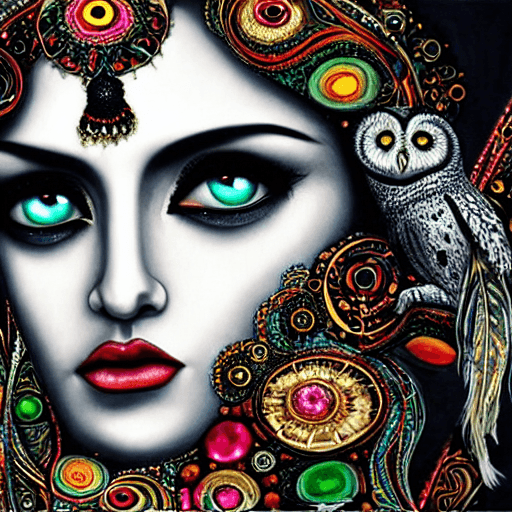 AI generated: Oil painting, high resolution 8k, Balla master painter, Byzantine artwork, 
young lady close up blac...