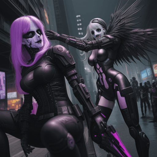 AI generated: Angels vs. Death fighting cyberpunk




