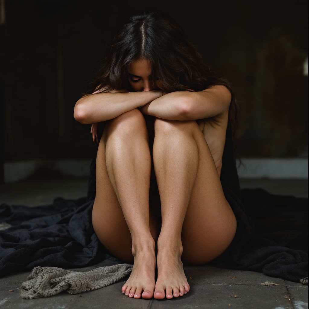 AI generated: Girls legs wide open sitting on the ground no clothes showing their vagina 