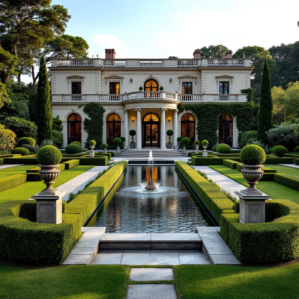 AI generated: The villa is large, with classical architectural features like arched doorways and balconies. It's s...