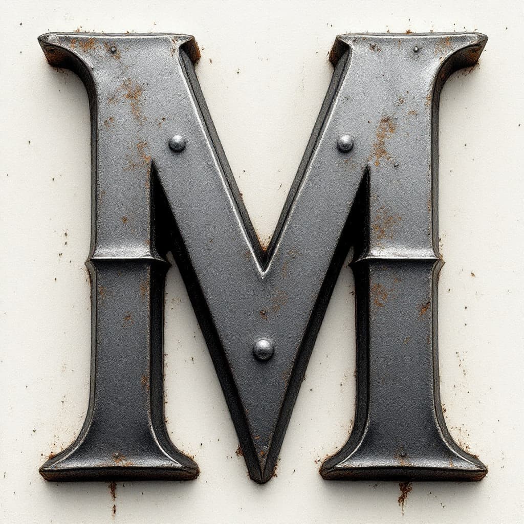 AI generated: Letter “M” in the style of forged from steel