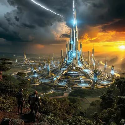 AI generated video: The Tartarian Awakening Sunset, Spiritual Inca Jaguars and Warriors at the Transolar Depot parling b...
