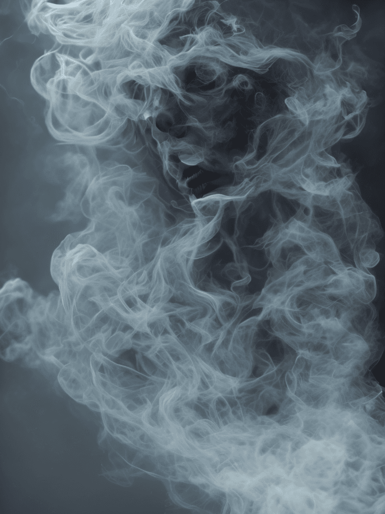 AI generated: Ghost in Smoke, Realistic, Hauntingly beautiful,feerie lighting, wispy tendrils, etherial, Highly de...
