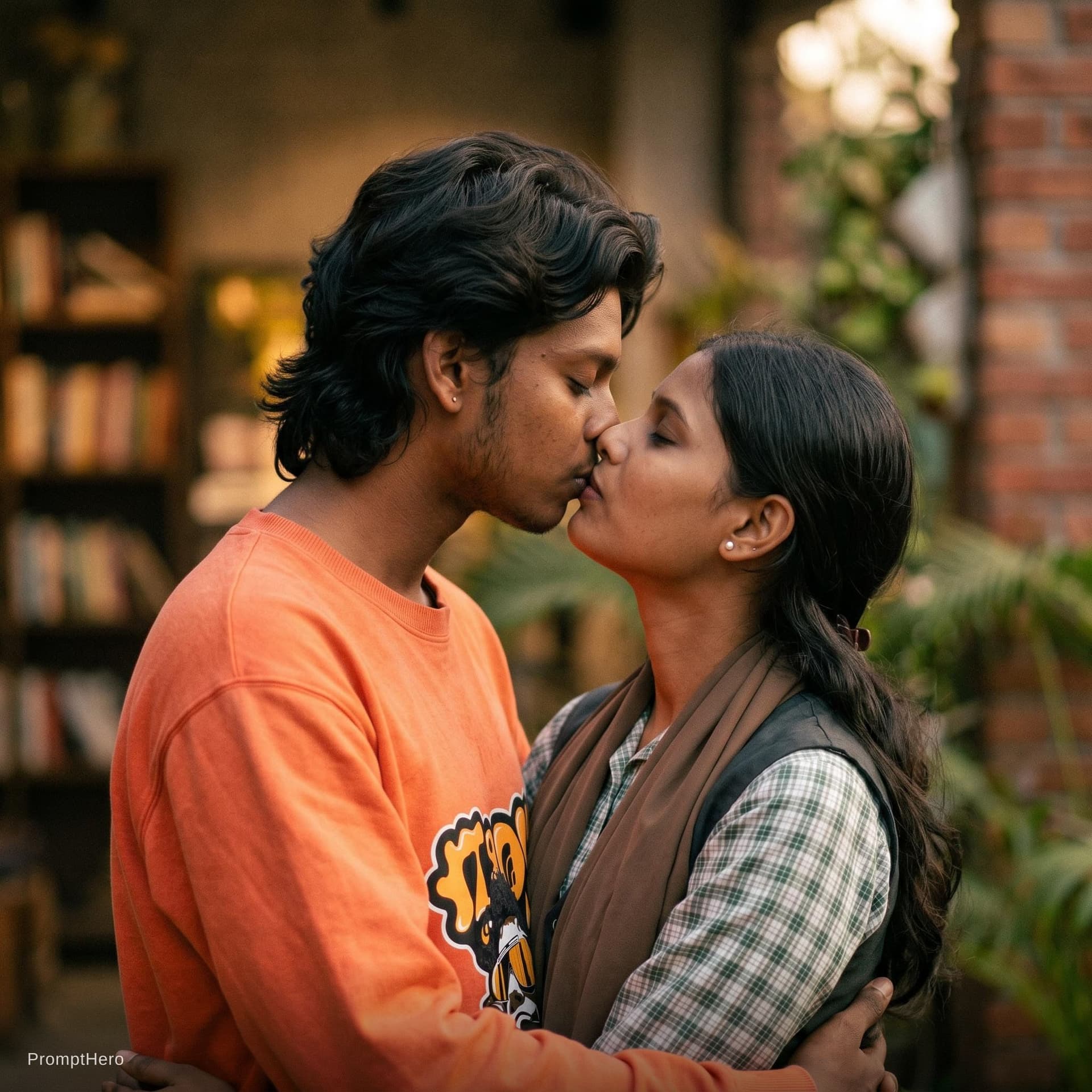 AI generated: Kissing hot of romantic couple 