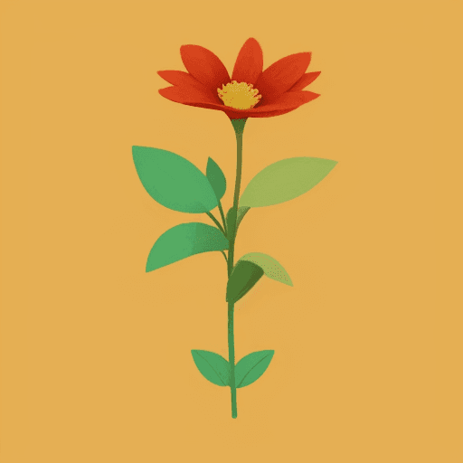AI generated: crear una flor de 5 hojas, borde amarillo y fondo rojo, estilo comics