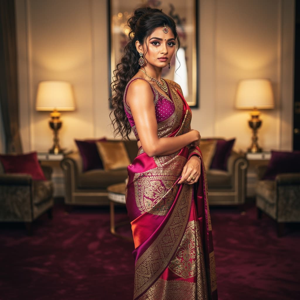 AI generated: full body view  of most beautiful european girl as most beautiful indian girl, most beautiful girl i...