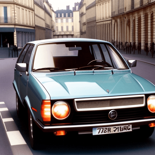 AI generated: A high tec french car in the seventies