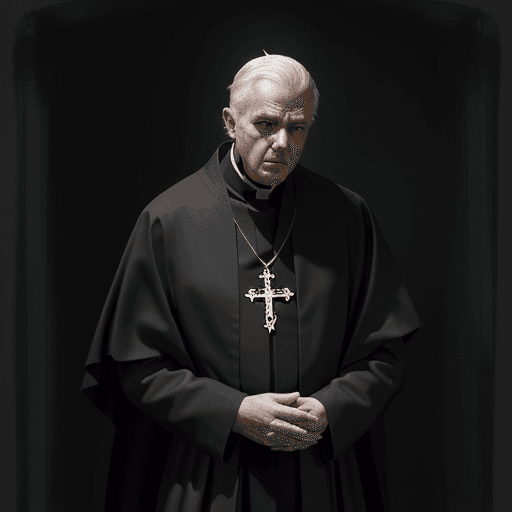 AI generated: priest, male, old, archbishop, dark atmosphere, fantasy world, epic fantasy