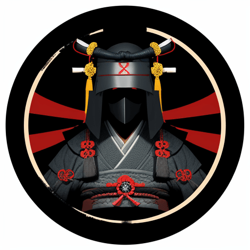 AI generated: 
logo, faceless samurai with the name of 13 ronin
