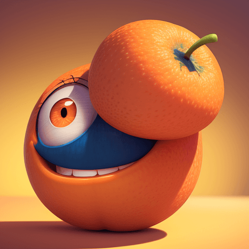 AI generated: A happy cartoon orange fruit , Pixar Style, perfect composition, 8k artistic photography, photoreali...