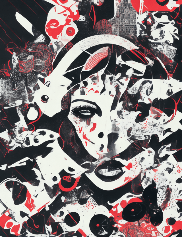 AI generated: Unapologetic, Perfectcore, bizarre, freaky graphic poster, lust, futuristic, strong graphic, line, B...