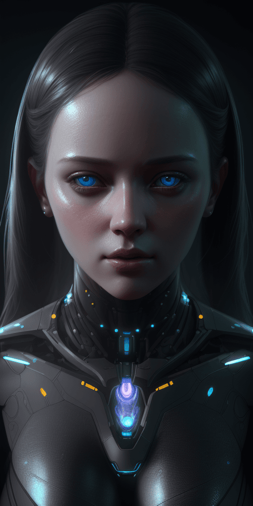 AI generated: Artificial intelligence female face android, high detail graphics, cinematic lights, 4k, artstation,...