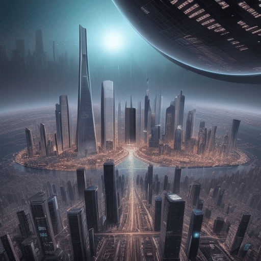AI generated: what a big city will look like in the year 5000
