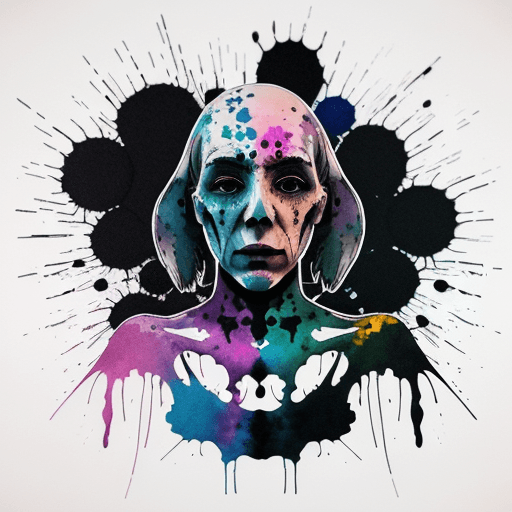 AI generated: high detailed, a ghostly figure fully made of ink splatter, colorful ink, ultra-sharp focus, color s...