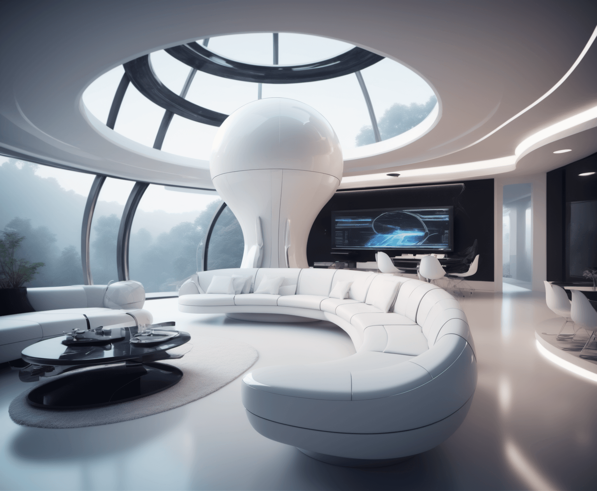 AI generated: a futuristic home , spaceship design,beautiful interior , high end design
